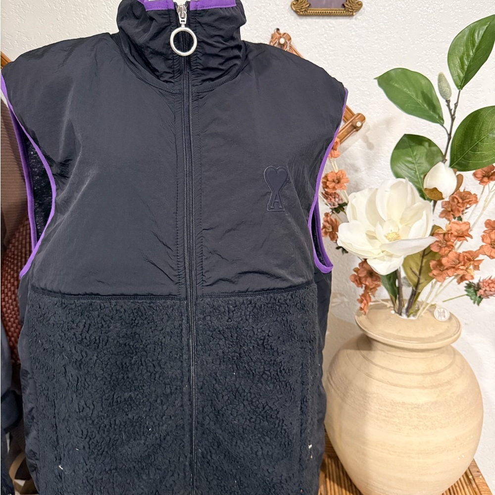 Ami Black Vest with Purple Trim